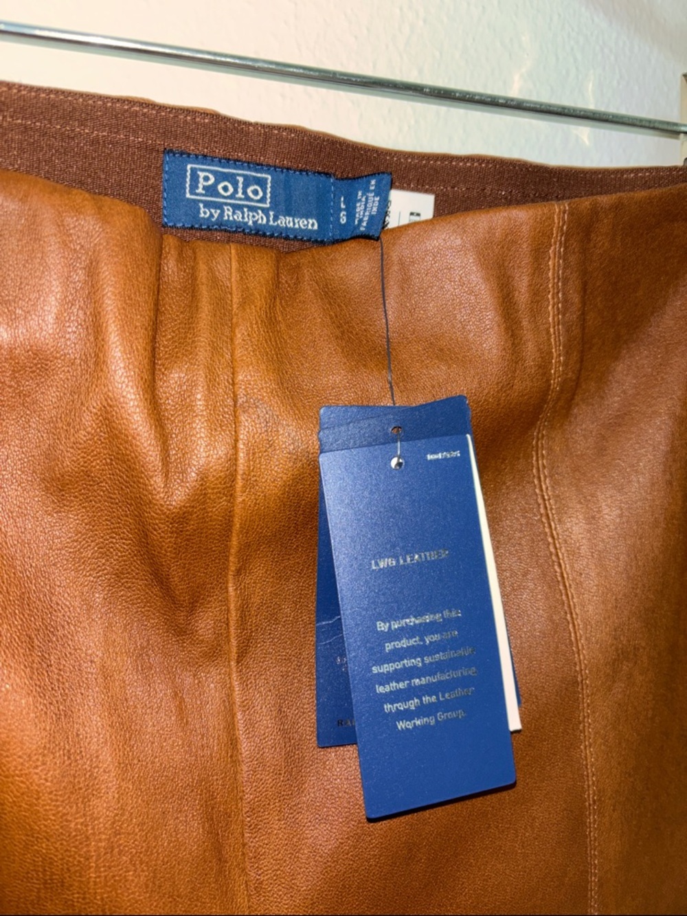 NWT Polo by Ralph Lauren Brown Leather-Look Slim Pants Size L - Picture 2 of 8